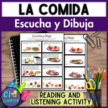 Preview of La Comida, Escucha y Dibuja, Vocabulary, Conversation, Listening Skills, Groups