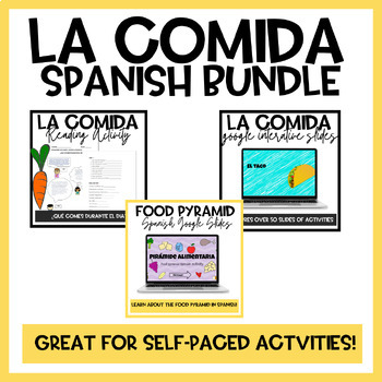 Preview of La Comida Food | Spanish Bundle | Self- Paced Activities