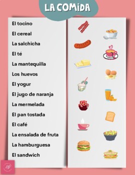 Preview of La Comida (Food Vocabulary with images)