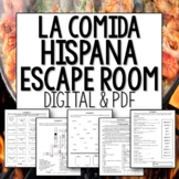 La Comida Hispana Spanish food Escape Room digital and printable