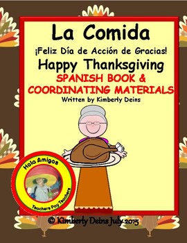 Preview of La Comida,  Spanish Thanksgiving BUNDLE book, flash cards, worksheets