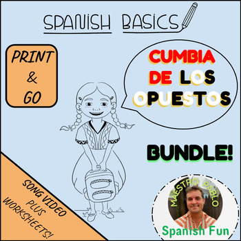 Preview of La Cumbia de los Opuestos Bundle! Animated Song Videos and Printable Worksheets