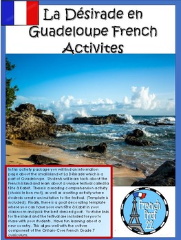 Preview of La Désirade Guadeloupe French Culture Reading, and Writing Activities