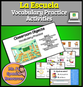 Preview of La Escuela School & Classroom Vocab Review - Spanish 1 - Distance Learning