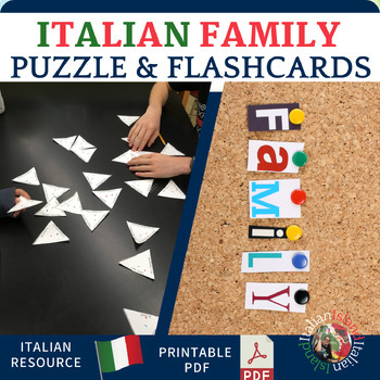 Preview of La Famiglia- Practice Puzzle & Flashcards PDF