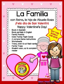 Preview of La Familia BUNDLE- Spanish Family book, student reader, flash cards, printables
