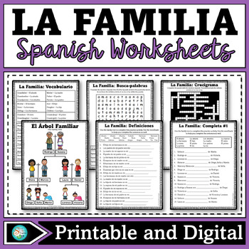 Preview of La Familia - Family Spanish Worksheets