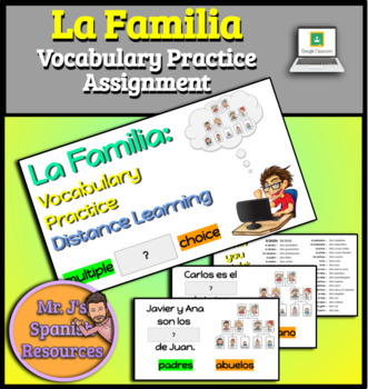 Preview of La Familia Family Tree M.C. Vocabulary Practice - Spanish 1 - Distance Learning