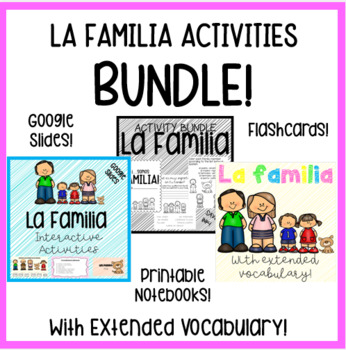 Preview of La Familia Google Slides and Activities BUNDLE with Extended Vocabulary