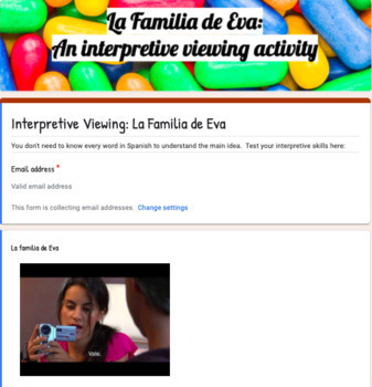 Preview of La Familia Interpretive Viewing Distance Learning Spanish Google Form 
