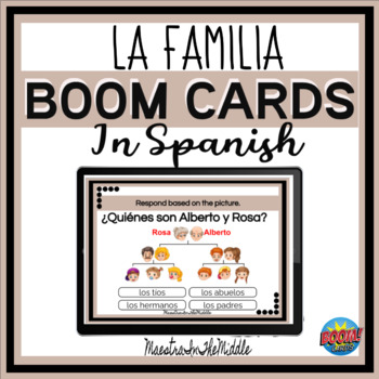 Preview of Spanish Family La Familia BOOM Cards Digital Task Cards