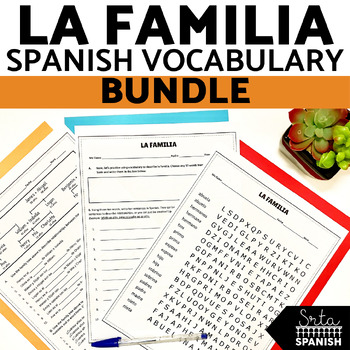 Preview of La Familia Spanish Family Tree Vocabulary Worksheets Spanish 1 Review BUNDLE
