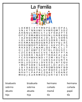 Preview of La Familia Word Search Puzzle- Sopa de letras