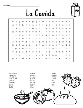 Preview of Food-La Comida Word-search