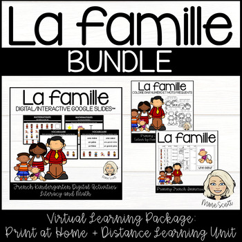 Preview of La Famille BUNDLE - French Unit + Digital Google Slides™ + Colour by Sight Words