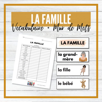 Preview of La Famille - Family - French Vocabulary Activity + Word Wall