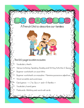 Preview of La Famille - French Family Booklet (Describing families)