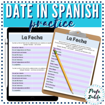 Preview of La Fecha Date in Spanish Digital & Printable Practice Pages