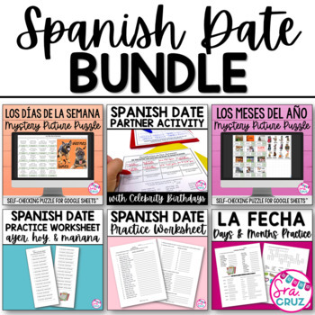 Preview of La Fecha Spanish Date Months of the Year Activities Spanish Worksheets Practice