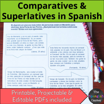 Preview of Comparatives and Superlatives in Spanish Revision and Practice Activities