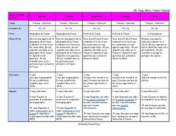 Preview of La France - Weekly Lesson Plan 5