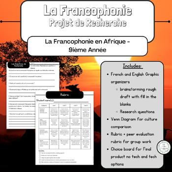 Preview of La Francophonie || French Culture in Africa || Research Project || Grade 9