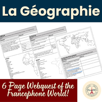 Preview of La Géographie du Monde Francophone French Internet Map Activity