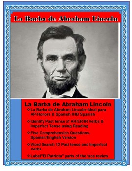 Preview of La Historia de la Barba de Abraham Lincoln-Preterite Reading- President's Day