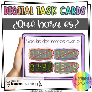 Preview of La Hora Digital Task Cards in Spanish | Time | BOOM Cards
