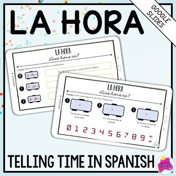 Preview of La Hora Telling Time in Spanish Digital Google Slides Activities