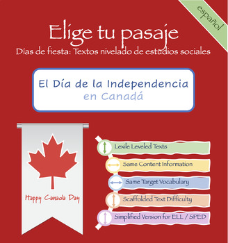 Preview of La Independencia de Canada Textos Nivelados/ Independence of Canada Leveled Text