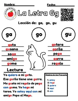 La Letra Gg: ga, go, gu by La Clase de MsPolanco | TPT