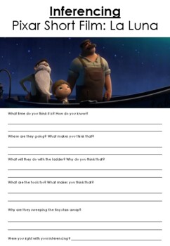 Preview of La Luna Pixar Inferring questions