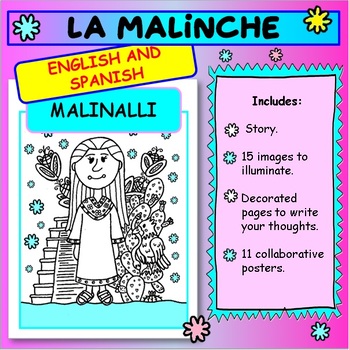 Preview of La Malinche: Story, Posters, Notes, and Coloring Pages (Spanish and English)