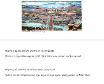 Preview of La Malinche introduction- student facing notes all Spanish!