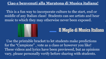 Preview of Italian Music Tournament - La Maratona di Musica Italiana