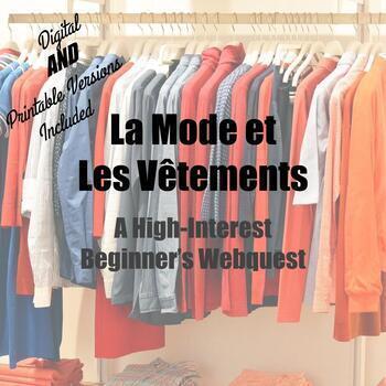 Preview of La Mode Webquest - Novice-High Exploratory Activity - Great Sub Plan!
