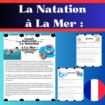 Preview of La Natation  à La Mer : avec les questions à choix multipe et ses réponces