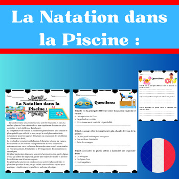 Preview of La Natation dans la Piscine : Avec des Questions et Réponses à Choix Multiples