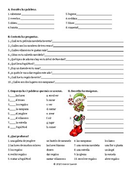 La Navidad (Christmas) Spanish Vocabulary Practice Worksheets | TPT