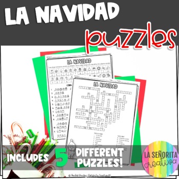 Preview of Christmas Spanish Vocab Puzzles | la Navidad | Word Search and Crossword