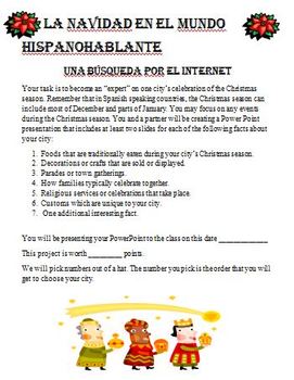 Preview of La Navidad Webquest. Christmas in Spanish-speaking... 5 Days