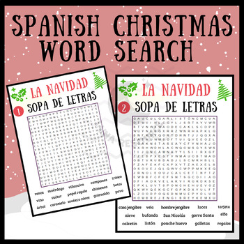 Preview of La Navidad en Espanol Christmas SPANISH Word search crossword activities primary