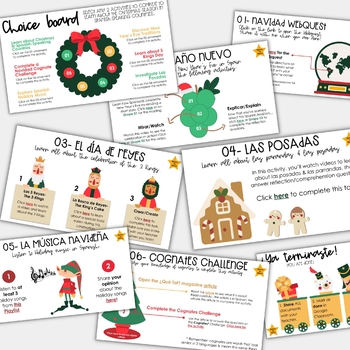 Preview of La Navidad in the Spanish- Speaking World | Interactive Digital Choice Board