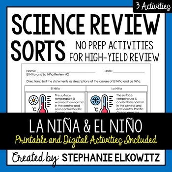 Preview of La Niña and El Niño Review Sort | Printable, Digital & Easel