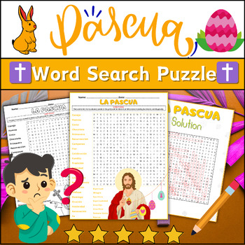 Preview of La Pascua Word Search Puzzle Worksheet ⭐ No Prep ⭐ - Spanish Easter Activity