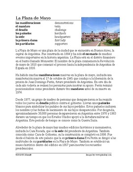Preview of La Plaza de Mayo y La Casa Rosada Lectura y Cultura: Spanish Cultural Reading