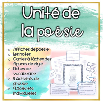 BUNDLE: La Poésie - Unité de notes et exercices by Fab French | TpT