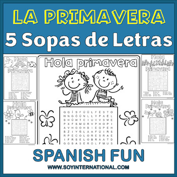 Preview of La Primavera 5 Sopas de Letras para colorear