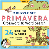 La Primavera: Spanish Spring Season Crossword Word Search 